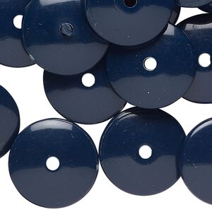 Bead, acrylic, pkg/2 ounces, navy blue, 18x5mm-20x7mm rondelle.