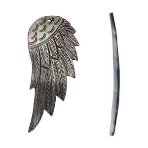 Focal, black lip shell (natural), 55x28mm-60x31mm single-sided hand-cut carved wing, Mohs hardness 3-1/2. Sold individually.