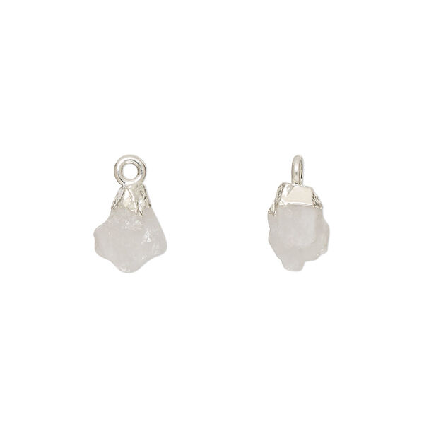 Drop, electro-coated rainbow moonstone (natural) and sterling silver, 8x5mm-9x7mm hand-cut nugget, Mohs hardness 6 to 6-1/2. Sold individually. image number 0