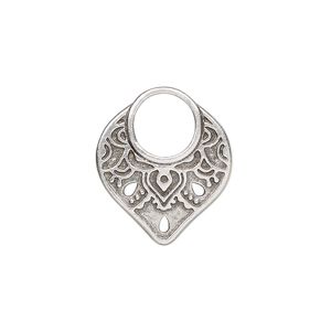 Connector, TierraCast®, "Caravan" collection, antique silver-plated pewter (tin-based alloy), 21x18.5mm double-sided temple with 3 holes and (1) 8mm loop. Sold per pkg of 20.