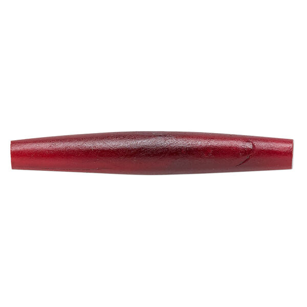 Bead, horn (dyed), red, 50x6mm-50x8mm hand-cut hairpipe, Mohs hardness 2-1/2. Sold per pkg of 24. image number 0