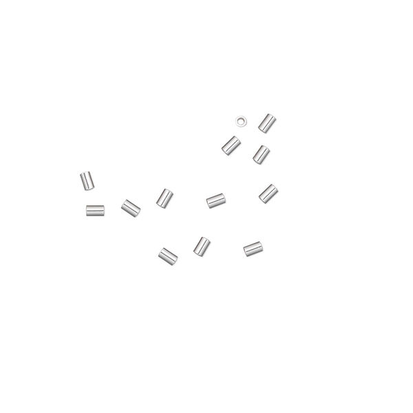 Crimp, sterling silver, 2x1.1mm micro cut tube, 0.76mm inside diameter. Sold per pkg of 10. image number 0