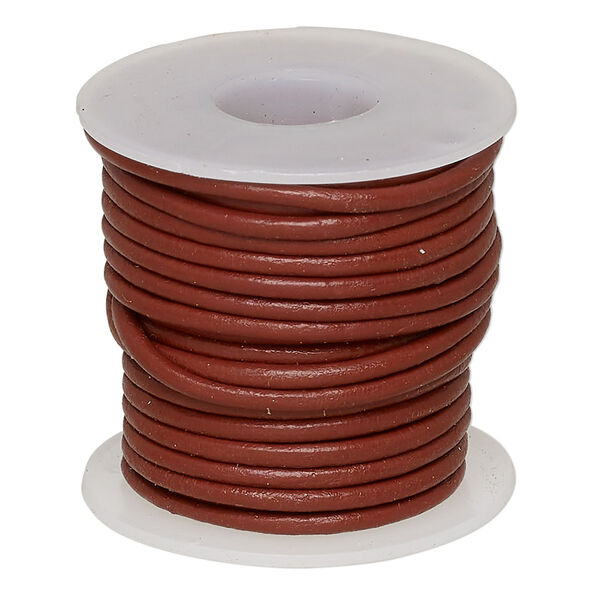 Cord, leather (dyed), rose, 1.4-1.6mm round. Sold per 5-yard spool. image number 0