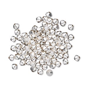 Bead, sterling silver, 3mm smooth bicone. Sold per pkg of 20.
