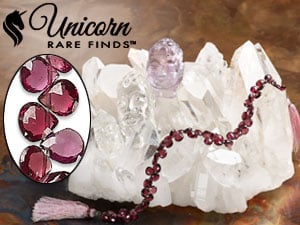 New Unicorn Rare Finds - Faceted Teardrop Rhodolite Garnet Beads