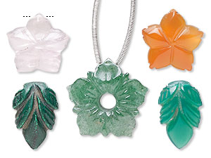 New Hand-Carved Gemstone Leaves and Flowers
