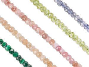 Dainty 3x2mm Faceted Gemstone Rondelle Beads