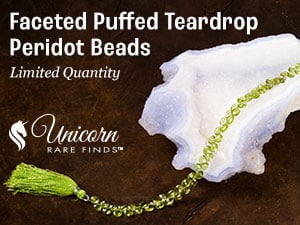 New Unicorn Rare Finds - Peridot Teardrop Beads
