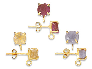 New Gold Plated Sterling Silver Gemstone Earstuds
