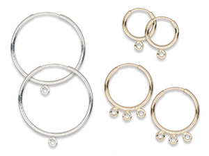 New Sterling Silver and 14Kt Gold-Filled Hoop Earrings with Loops