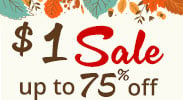 Save on our $1 Sale with discounts up to 75% off.